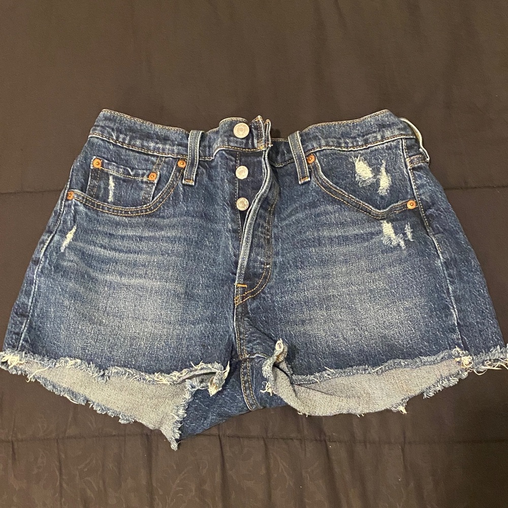 Levi's Blue Distressed Jean Shorts